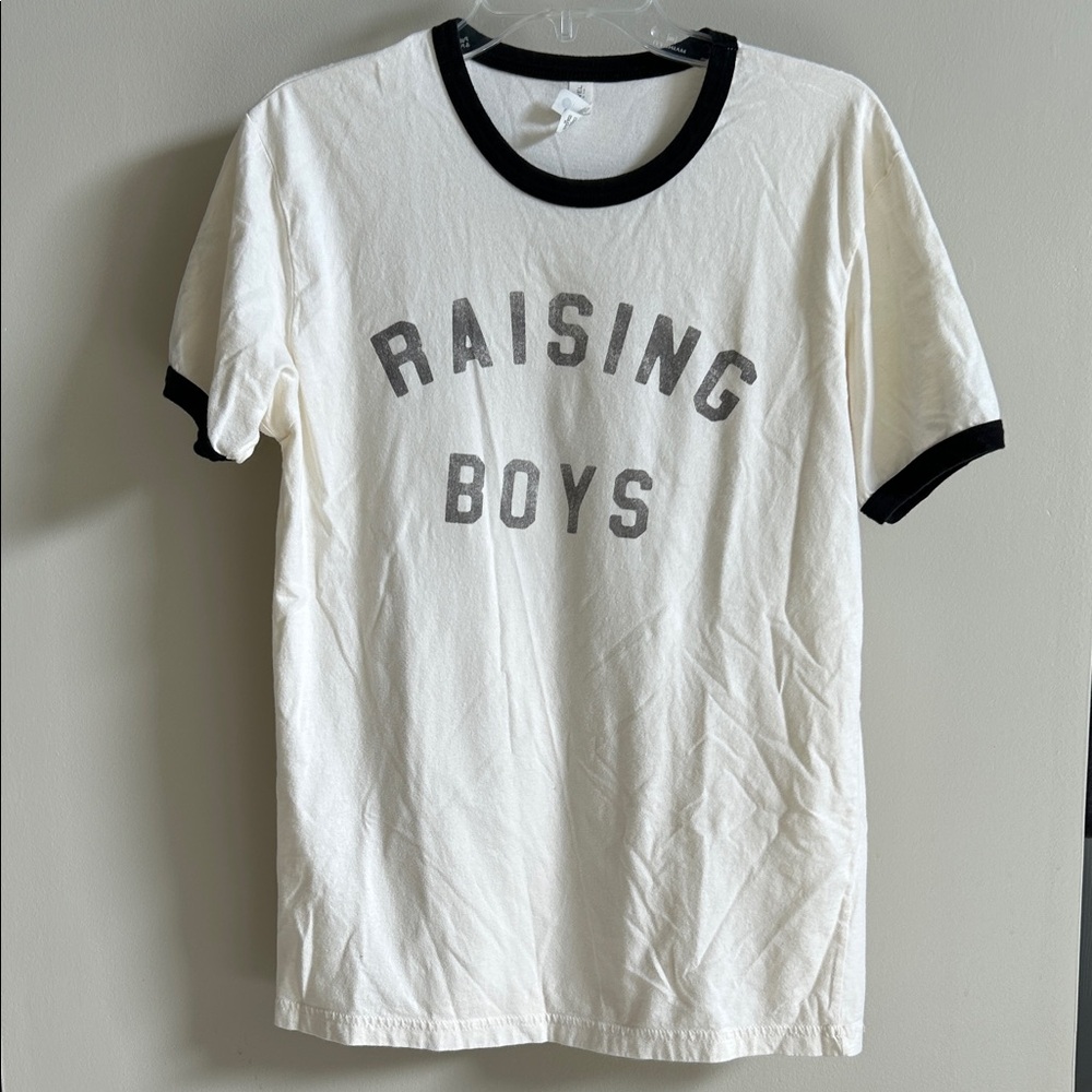 Raising Boys Graphic Ringer Tee Size Medium
